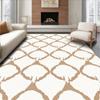 Tan White Lattice Pattern Rug
