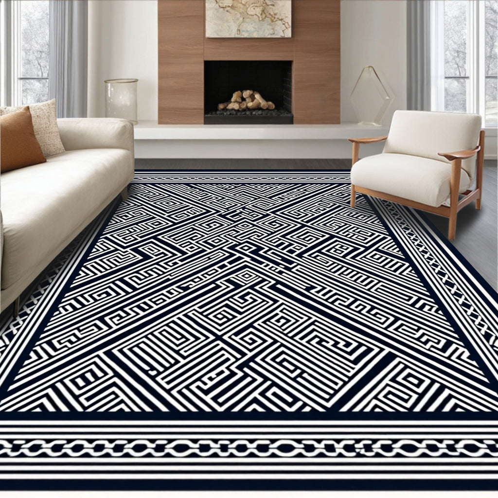 Intricate Geometric Maze Pattern Rug