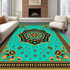 Ornate Floral Mandala Teal Rug