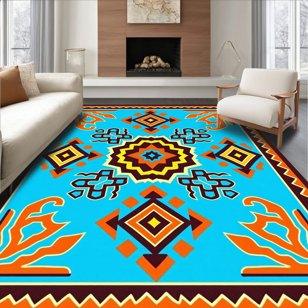 Bold Ethnic Geometric Diamond Rug