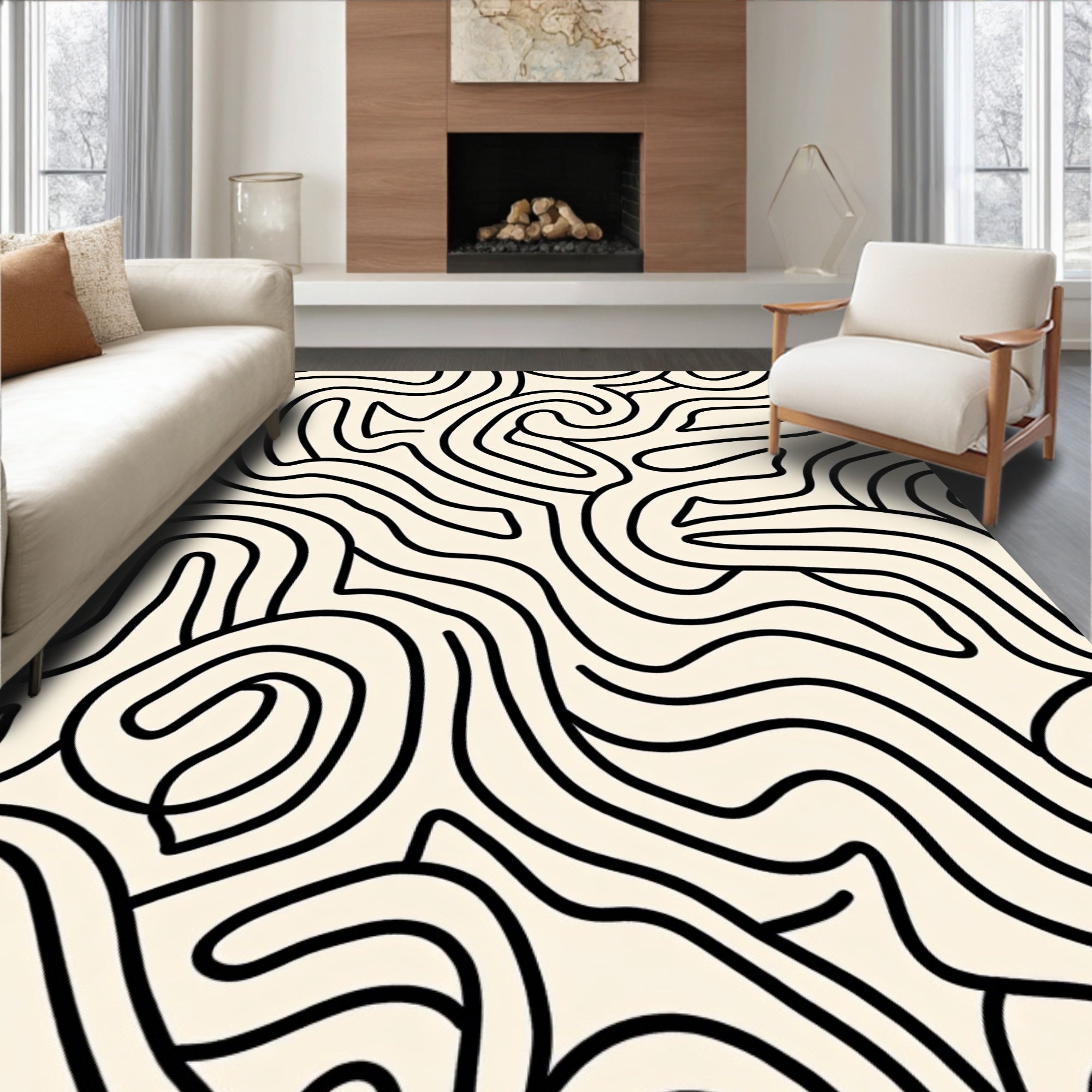 Abstract Line Art Pattern Rug