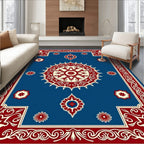 Intricate Ivory Red Floral Medallion Rug