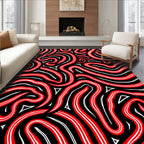 Bold Red White Swirl Stripe Rug