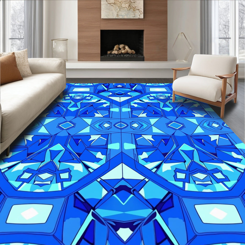 Geometric Diamond Blue Pattern Rug