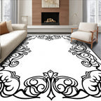 Ornate Scrollwork Classic Border Design Rug