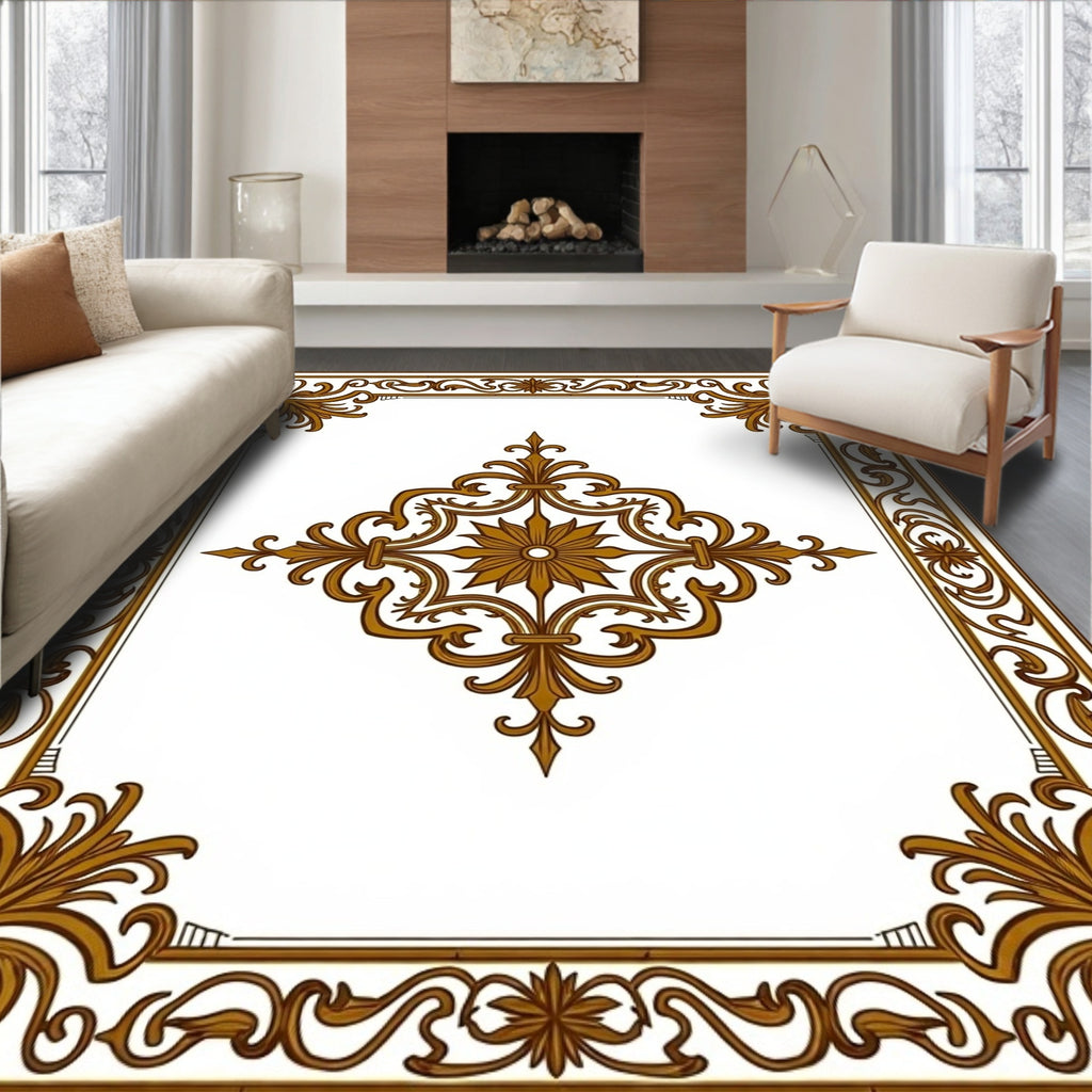 Ornate Floral Scrollwork Centerpiece Rug