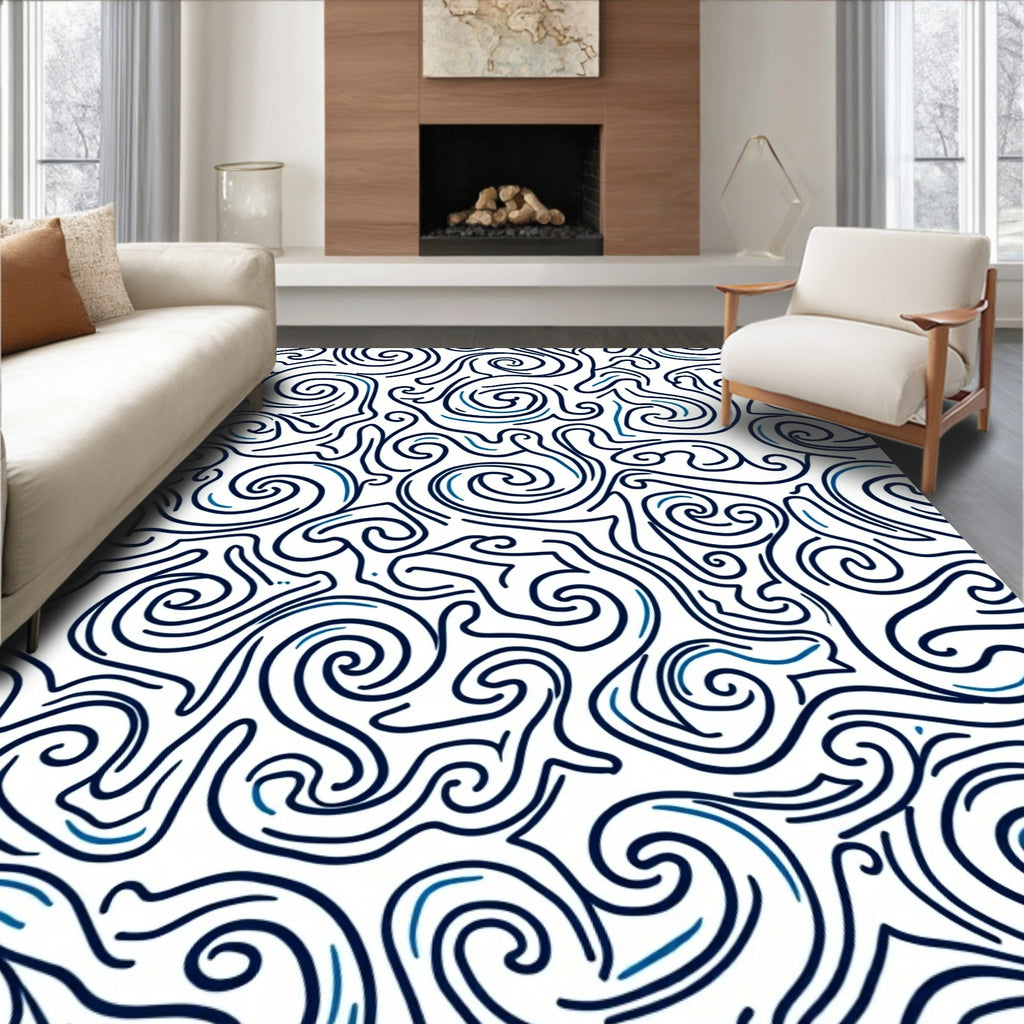 Abstract Swirl Lines Pattern Rug