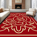 Bold Red Gold Abstract Design Rug