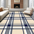 Classic Plaid Navy Beige Pattern Rug