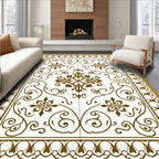 Classic Brown Floral Scroll Pattern Rug
