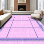 Pink Grid Geometric Pattern Rug