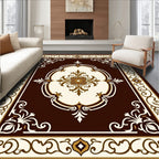 Ornate Floral Centerpiece With Border Rug