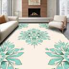 Aqua Floral Mandala Pattern Rug