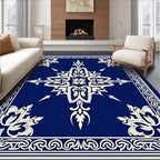 Ornate Cobalt Floral Scroll Rug