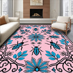 Whimsical Beetle Floral Pattern Rug