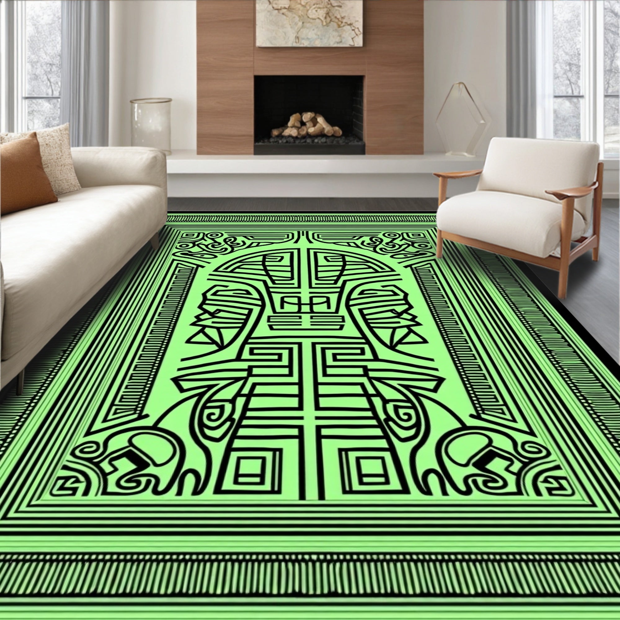 Abstract Tribal Geometric Design Rug