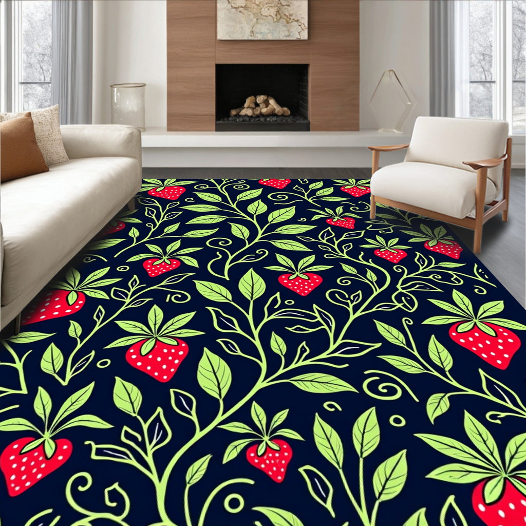 Strawberry Vine Foliage Pattern Rug