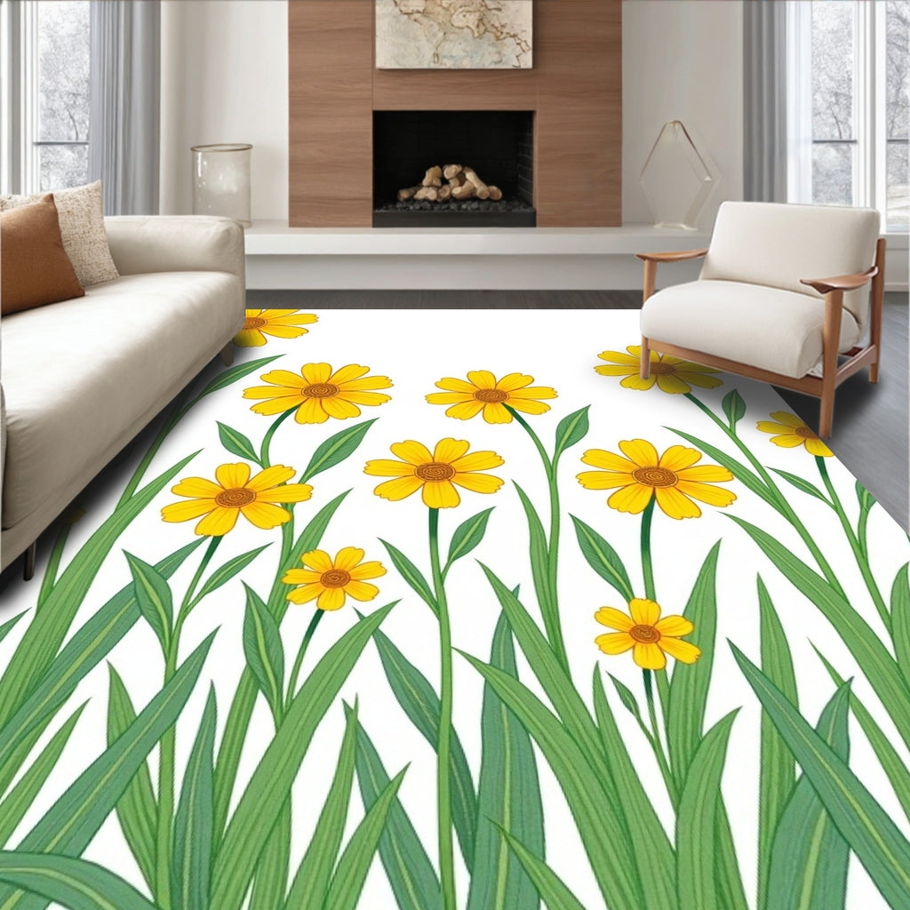 Yellow Daisy Field Pattern Rug