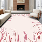 Crimson Outline Floral Swirl Pattern Rug