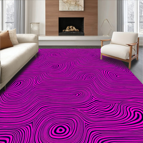 Abstract Curving Line Pattern Rug
