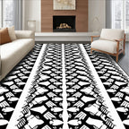 Black White Interlocking Abstract Pattern Rug