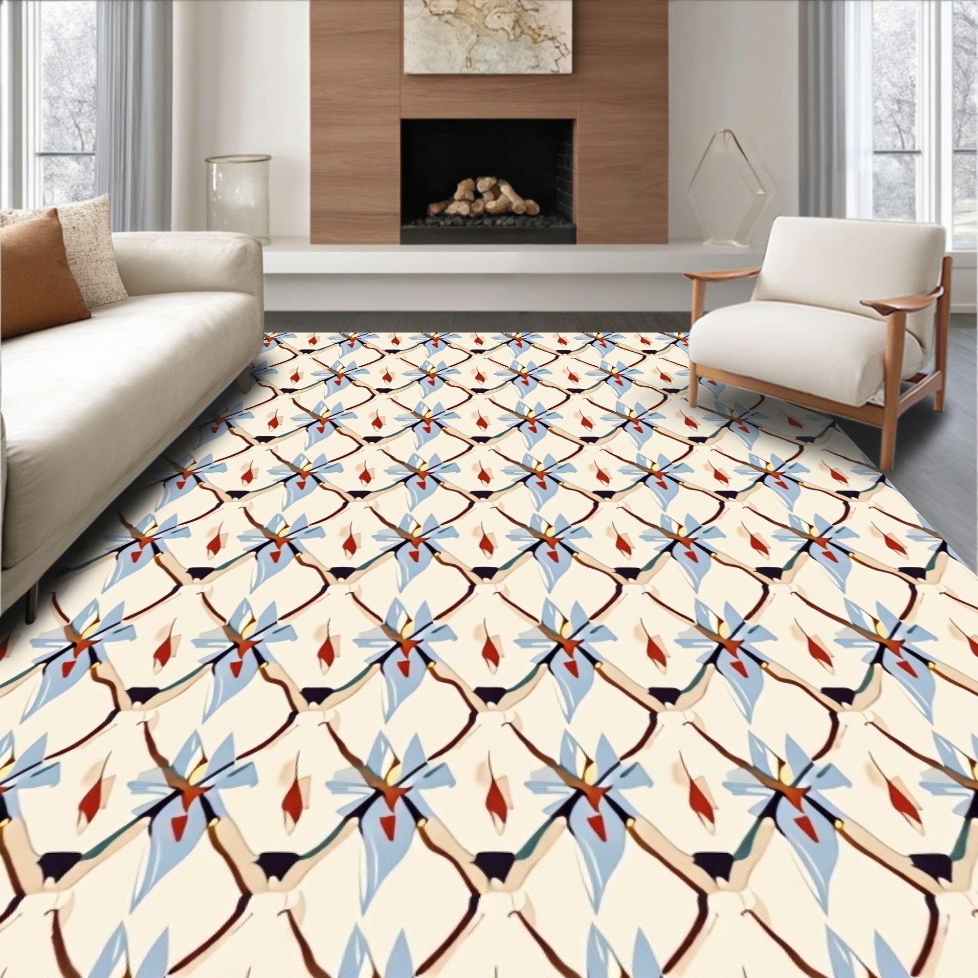 Stylized Diamond Lattice Geometric Pattern Rug