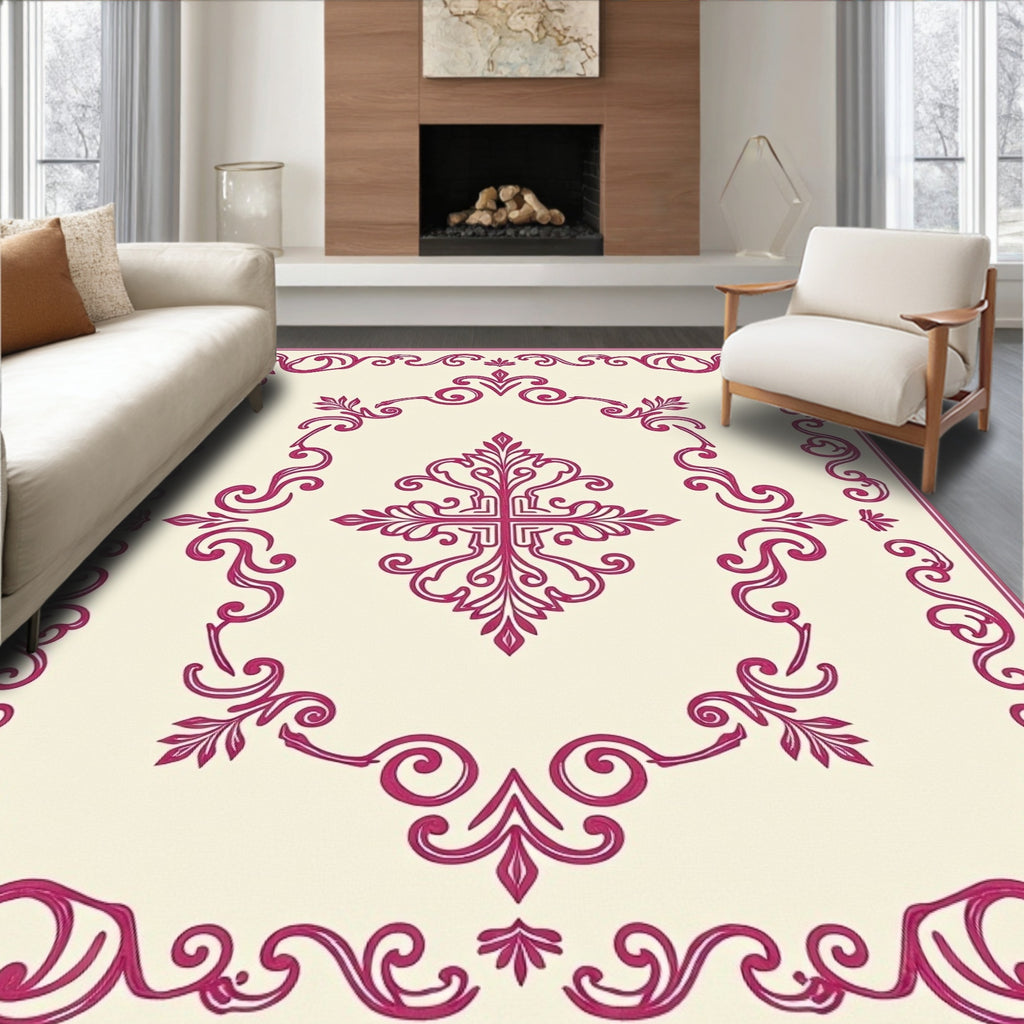 Elegant Floral Scrollwork Pattern Rug