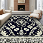 Classic Floral Scroll Border Pattern Rug