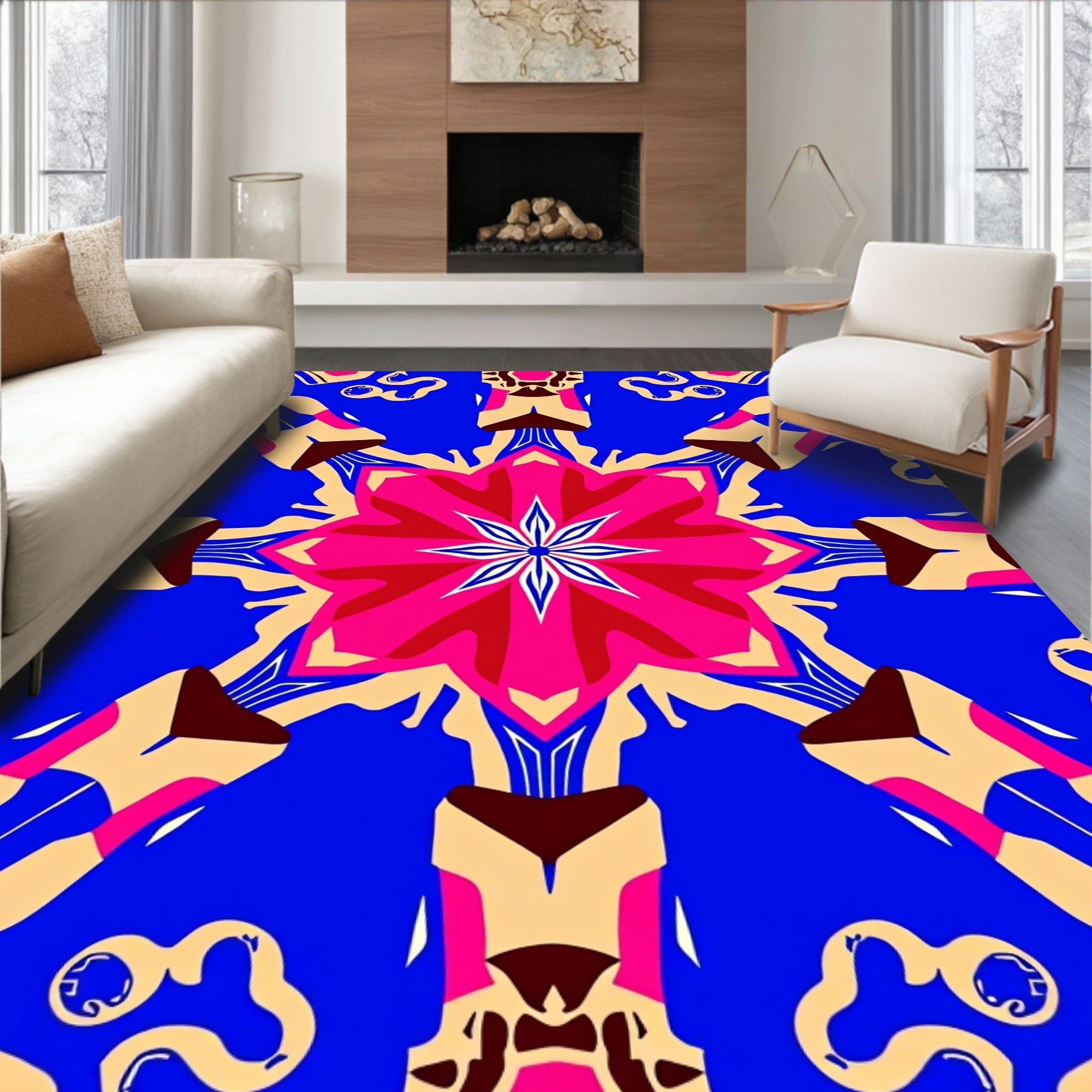 Vibrant Geometric Mandala Pattern Rug
