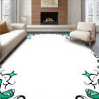 Intricate Teal Swirls Border Design Rug