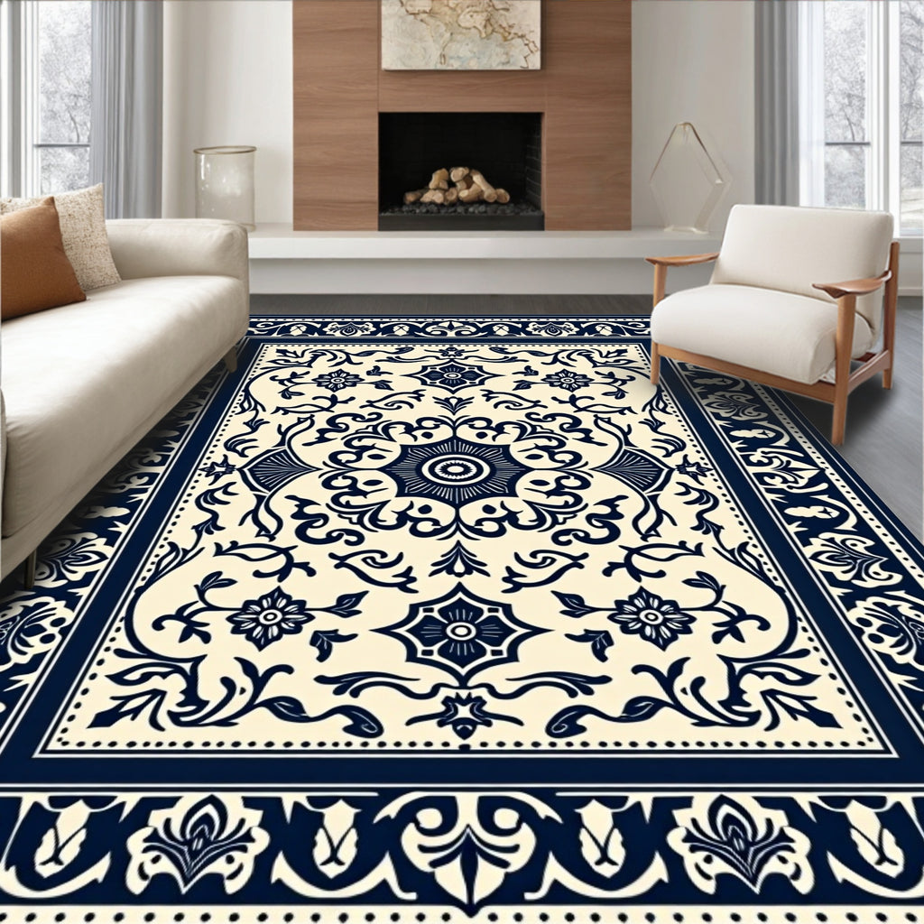Ornate Floral Damask Pattern Rug