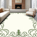 Classic Green Filigree Scroll Border Rug