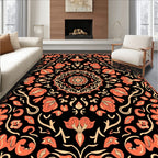 Coral Floral Mandala Pattern Rug