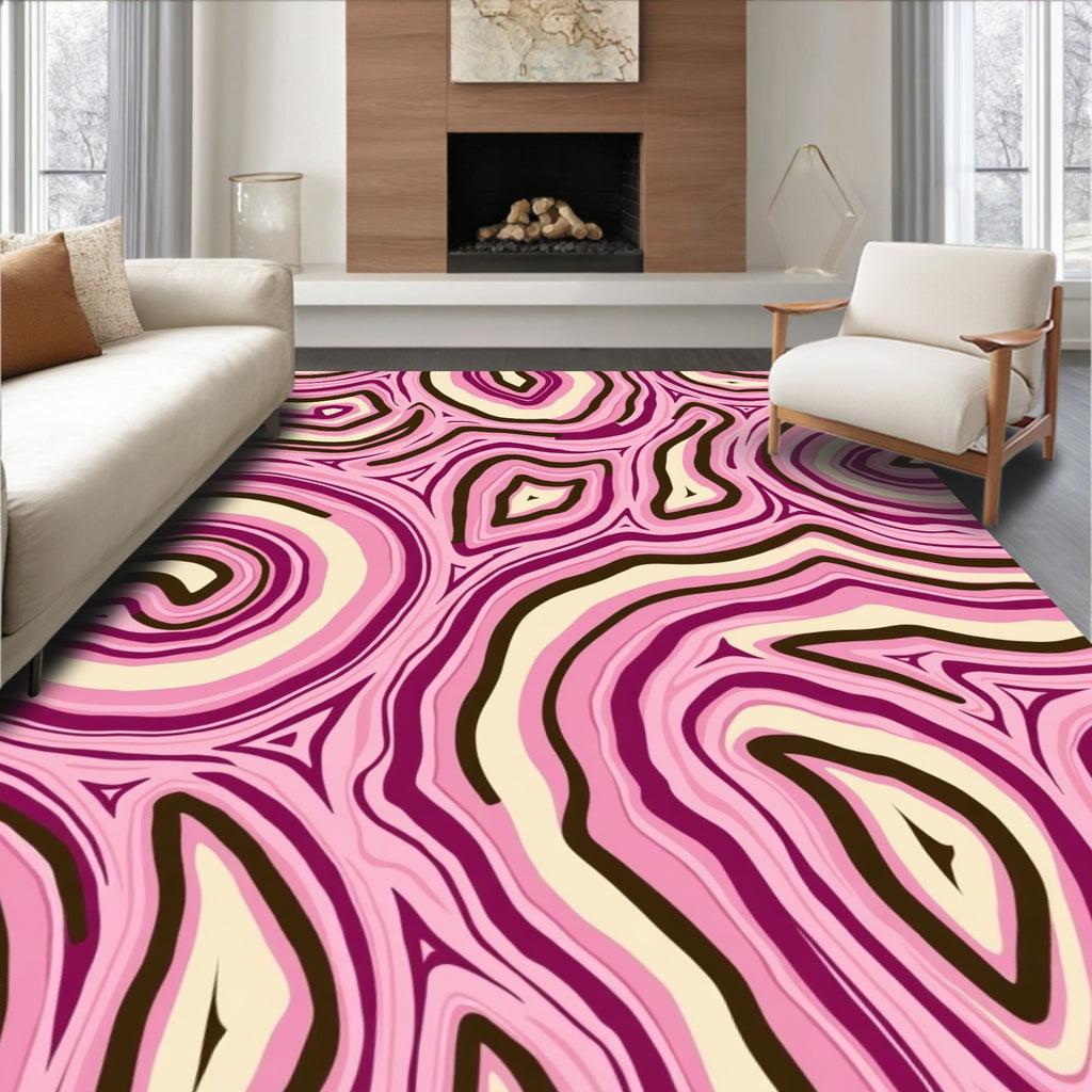 Pink Swirl Agate Pattern Rug