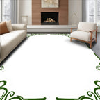 Elegant Green Floral Scrollwork Design Rug