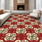 Retro Floral Pattern Red Rug
