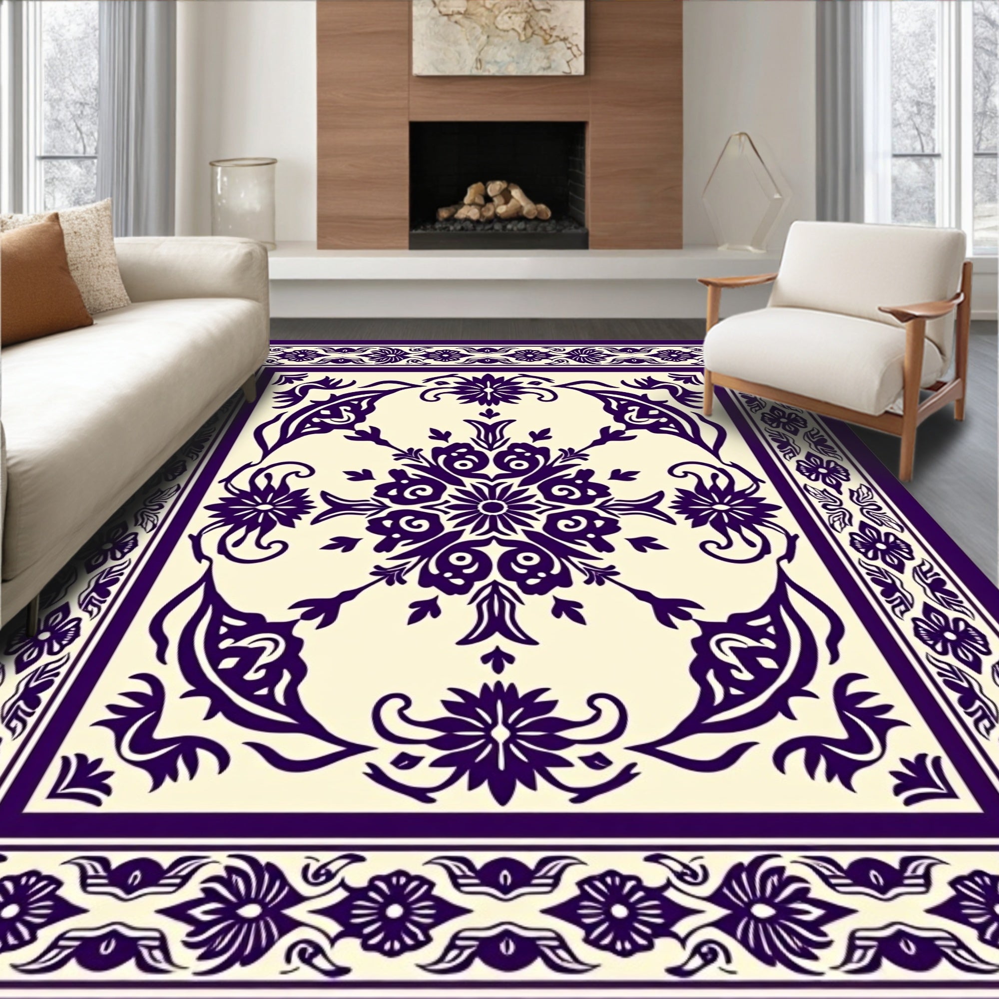 Ornate Floral Medallion Patterned Rug