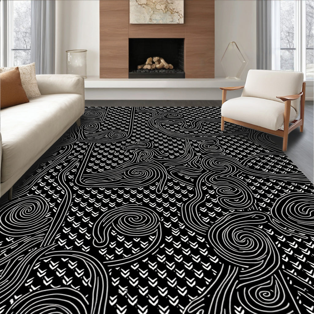 Abstract Swirl Modern Geometric Design Rug