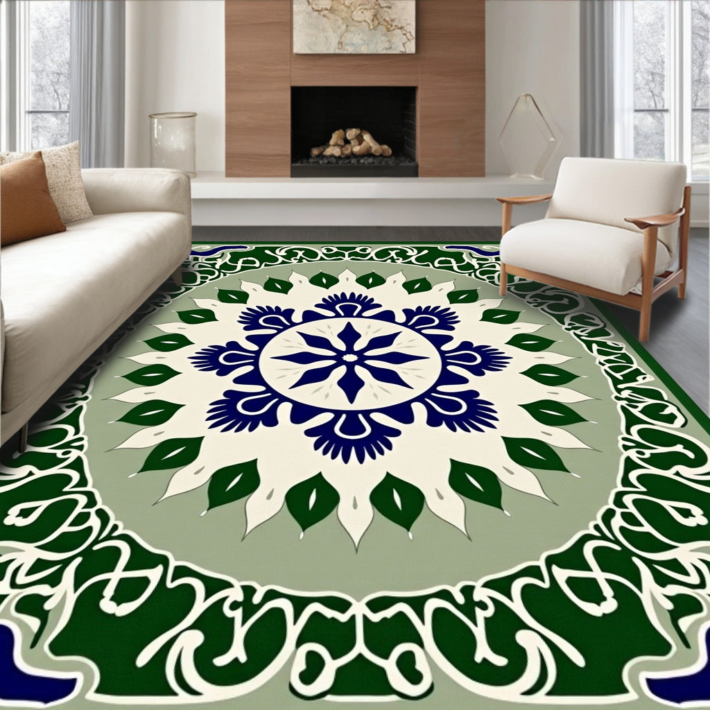 Intricate Floral medallion Border Rug