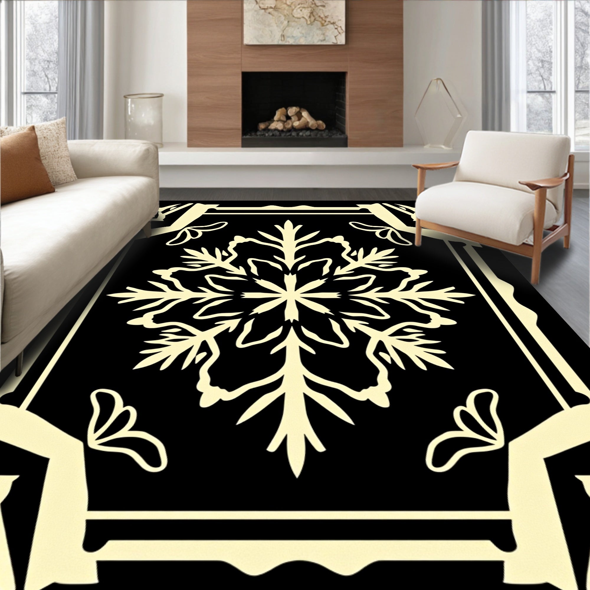 Ornate Floral Mandala Pattern Rug