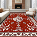 Classic Red Floral Medallion Pattern Rug