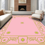 Elegant Gold Filigree Star Patterned Rug
