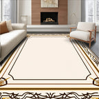 Elegant Cream Bordered Floral Pattern Rug
