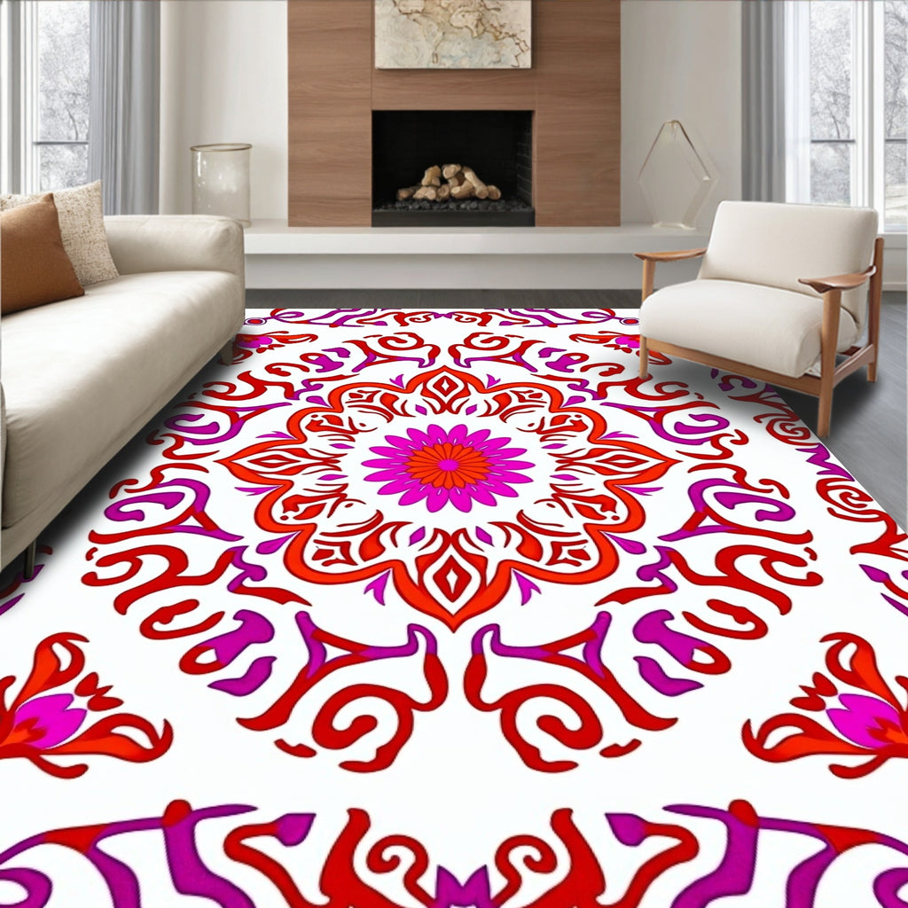 Vibrant Mandala Floral Pattern Rug
