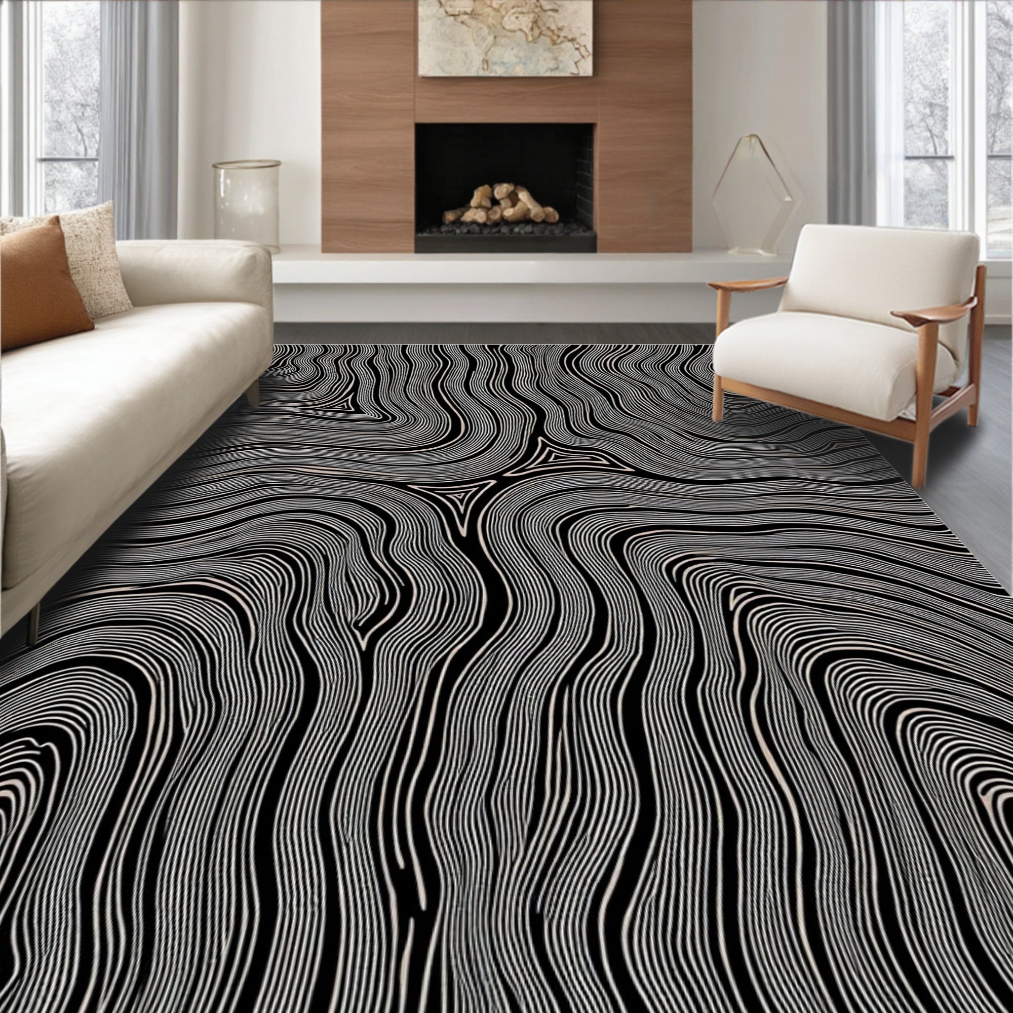 Abstract Organic Contour Pattern Rug