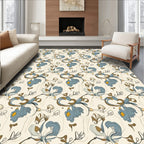 Blue Floral Abstract Pattern Design Rug