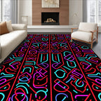 Vibrant Neon Geometric Stripe Pattern Rug