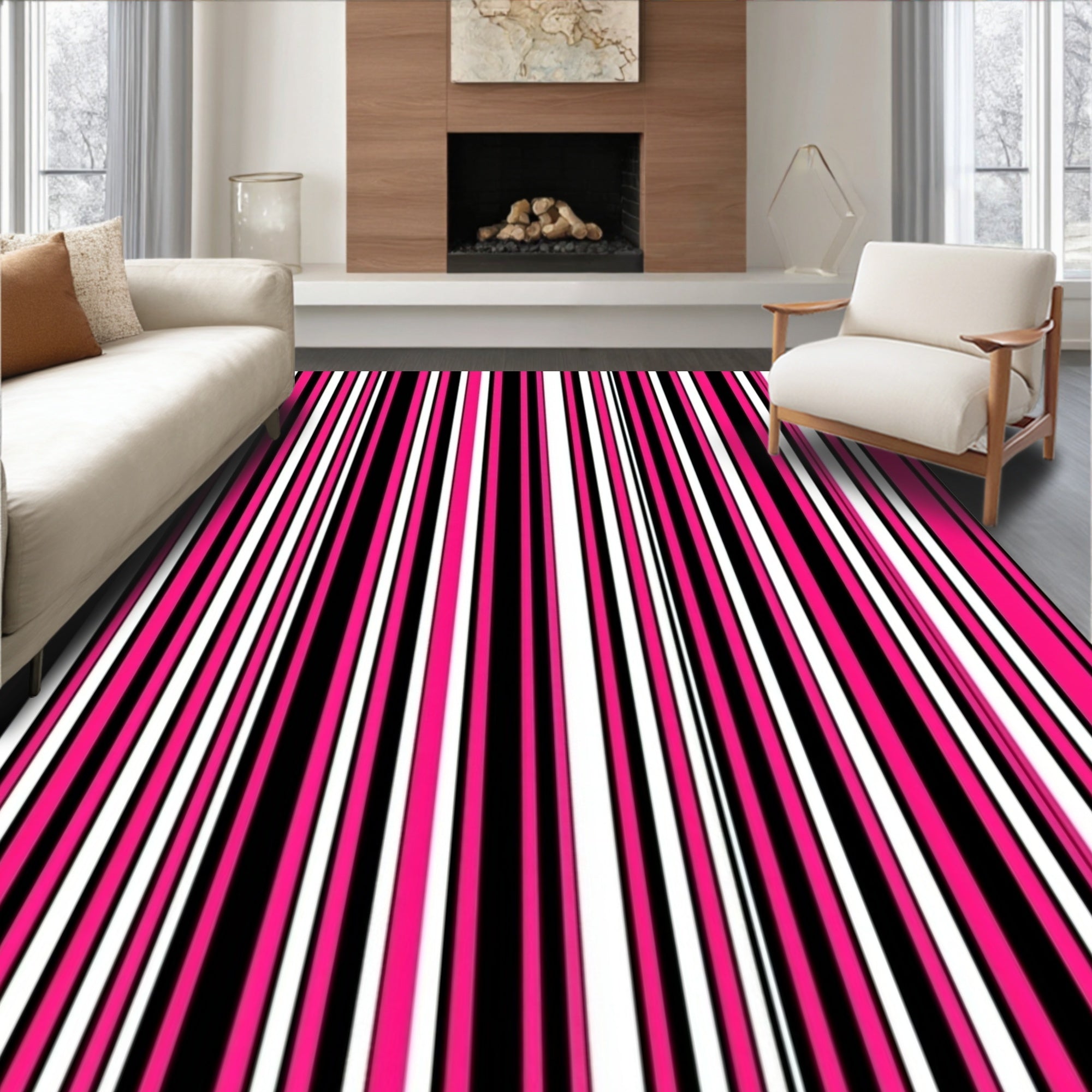 Bold Vertical Stripe Pattern Rug