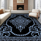 Intricate Blue Floral Mandala Pattern Rug