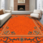 Ornate Floral Scrollwork Vivid Orange Rug